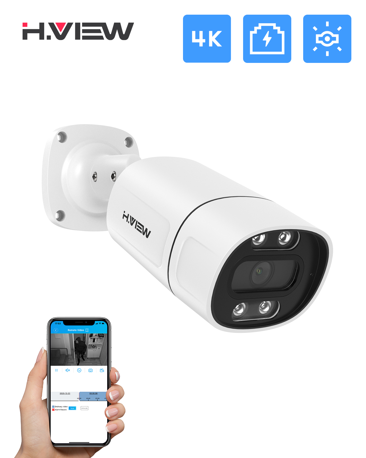 Poe Security Camera 8Mp 4K - H.view Уличная камера 5 Мп H.265