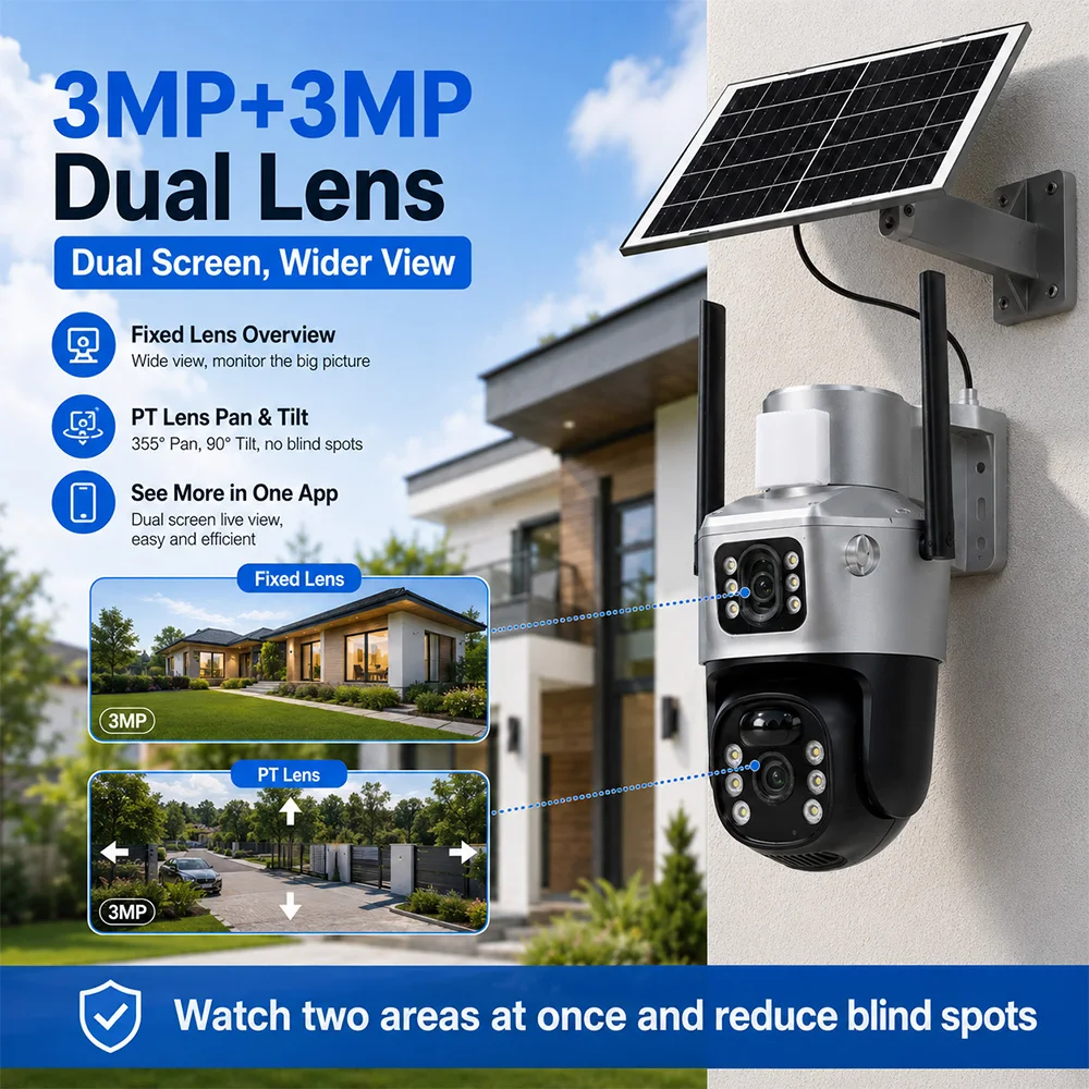 Security Camera System Solar 4G - 4G солнечная камера видеонаблюдения 3MP+3MP с
