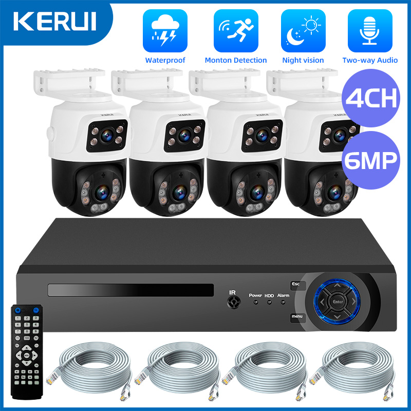 Nvr Kit 4 Camera 5Mp Poe - KERUI 6MP Full HD PTZ-камера с
