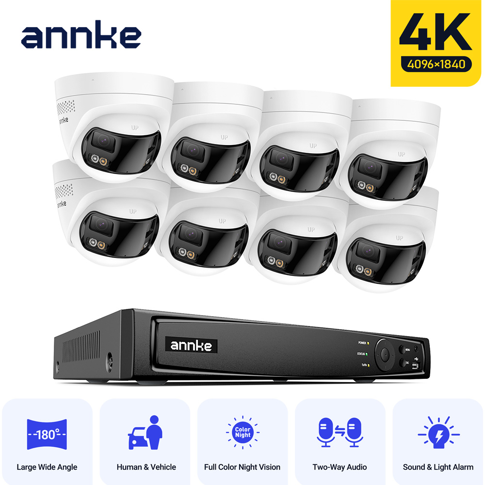 Poe Security Camera 8Mp 4K - Система наружной видеокамеры ANNKE 4K 180°