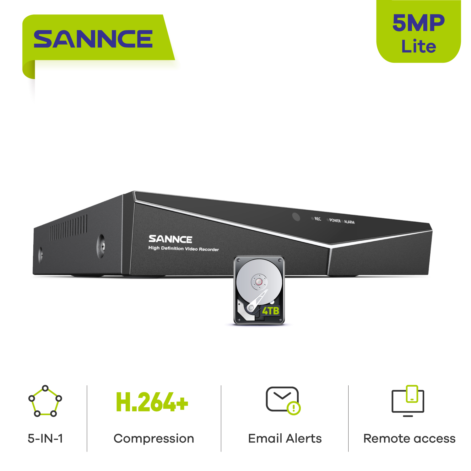 Cctv Hard Drive 4Tb Surveillance - SANNCE 8CH 5MP-N Super HD CCTV