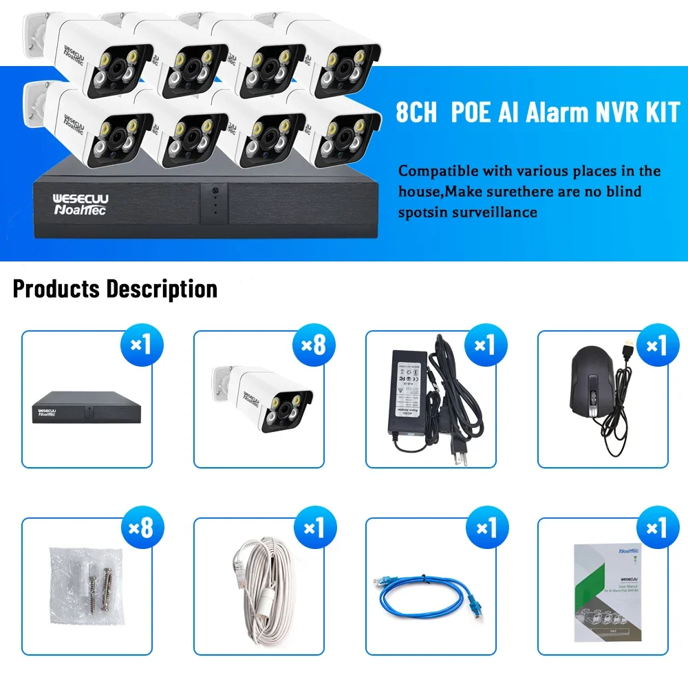 Nvr Kit 4 Camera 5Mp Poe - Комплект системы видеонаблюдения для дома и