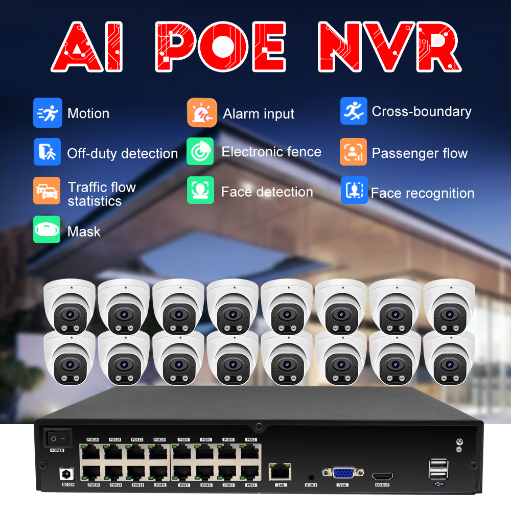 Nvr 16 Channel 4K H265 - 16-канальный 4K AI NVR-комплект с распознаванием