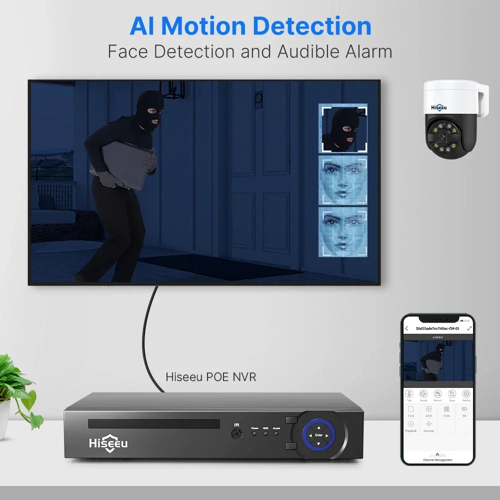 Cctv Nvr System 8 Channel 4K Poe - Системы видеонаблюдения H.265 с 8-канальным AI-детектором