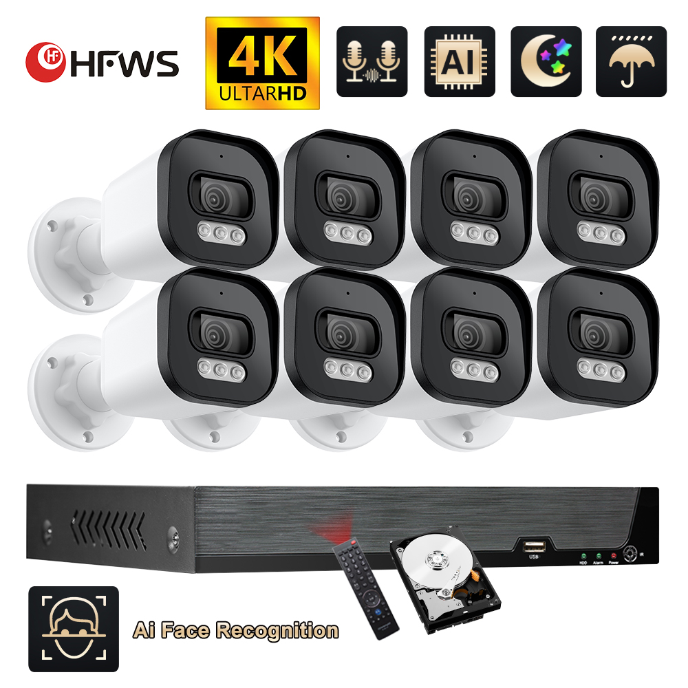 Cctv Nvr System 8 Channel 4K Poe - Hfws камера видеонаблюдения комплект системы безопасности