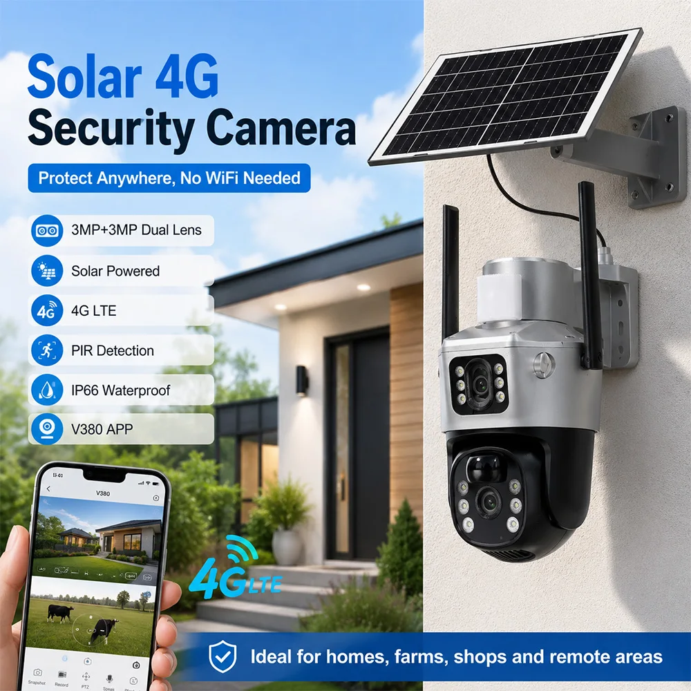 4G солнечная камера видеонаблю – обзор и цена Security Camera System Solar 4G